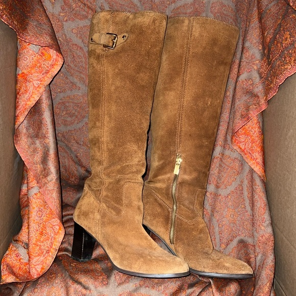 MICHAEL KORS Camel Suede Burke Knee High Boots Size 9 - Picture 1 of 6